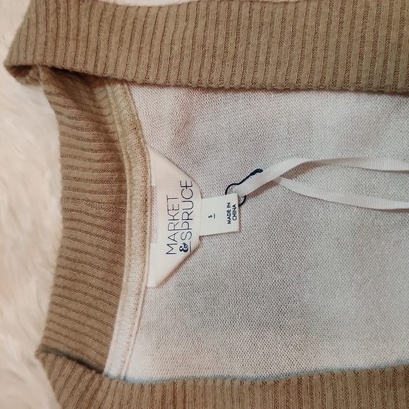 Market & Spruce open front cardigan in tan and white - Picture 4 of 7
